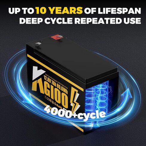 بطارية ليثيوم LiFePO4 ذات دورة عميقة 12 فولت 7 أمبير في الساعة (عبوتان)، 4000+ دورة بطارية ليثيوم 12 فولت، مدمجة 20 أمبير BMS، مثالية للإضاءة، عجلات الطاقة، مكتشف الأسماك، الركوب على الألعاب in Saudi Arabia