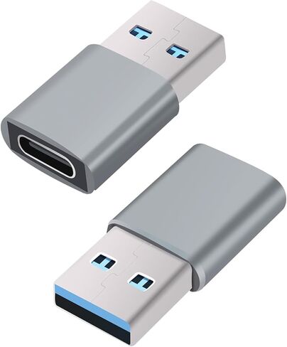 2 Pack USB 3.0 to USB C Adapter, 5Gbps USB A Male to Type C Female Adaptor Charger Converter for iPhone 12 13 14 15 Plus Pro Max, iWatch 8 9, Galaxy S23 S24 (Grey) in Saudi Arabia