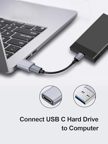 2 Pack USB 3.0 to USB C Adapter, 5Gbps USB A Male to Type C Female Adaptor Charger Converter for iPhone 12 13 14 15 Plus Pro Max, iWatch 8 9, Galaxy S23 S24 (Grey) in Saudi Arabia