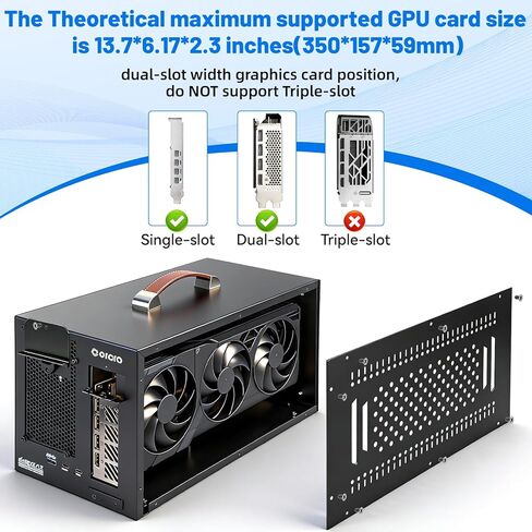 حاوية ORARA eGPU متوافقة مع محطة Thunderbolt 3/4/USB4 40Gbps eGPU Dock مع 750WPSU، حاوية بطاقة رسومات خارجية مدمجة متوافقة مع NVIDIA/AMD PCIe، PD 85W، سلسلة Daisy (أسود) in Kuwait
