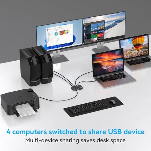 محول USB 3.0 4 أجهزة كمبيوتر مشاركة 4 أجهزة USB 4 منافذ USB محول للوحة المفاتيح والماوس والطابعة مع جهاز التحكم عن بعد والكابلات in Kuwait