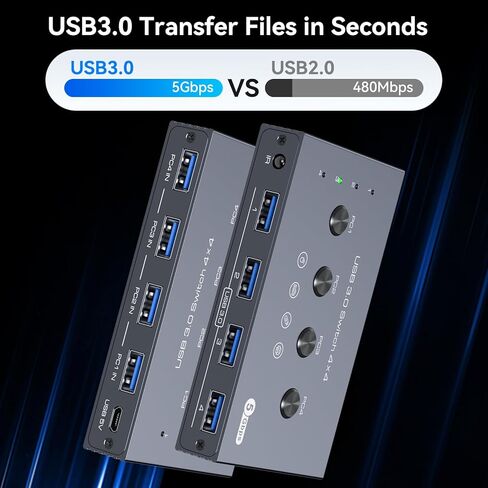 محول USB 3.0 4 أجهزة كمبيوتر مشاركة 4 أجهزة USB 4 منافذ USB محول للوحة المفاتيح والماوس والطابعة مع جهاز التحكم عن بعد والكابلات in Kuwait