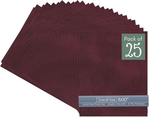 CountryArtHouse Berry Suede Acid Free 8x10 Backing Board - Uncut Photo Mat Board - 1 Sheet in Kuwait