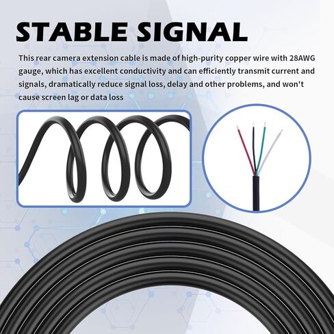 9.84Ft 4 Pin Backup Camera Extension Cable,Pure Copper 28 AWG Backup Camera Wire with Male and Female Plugs,Plug and Play Back Up Cameras Extension Cable as Dash Cam Cables in Kuwait