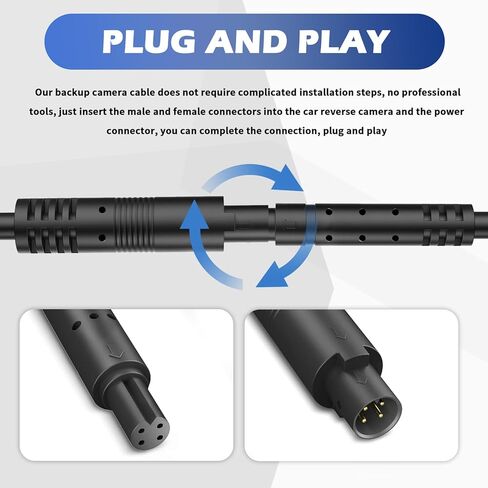 9.84Ft 4 Pin Backup Camera Extension Cable,Pure Copper 28 AWG Backup Camera Wire with Male and Female Plugs,Plug and Play Back Up Cameras Extension Cable as Dash Cam Cables in Kuwait