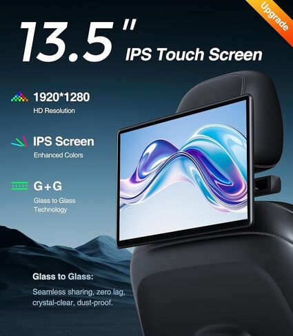 13.5inch Headrest Monitor for Car Supports Android Touchscreen HDMI Phone Mirroring WiFi SD Card Bluetooth Cars Entertaiment Video Player (13.5 2G+32G (2PCS)) in Saudi Arabia