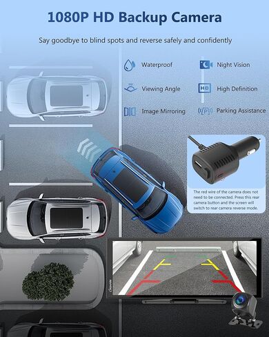 شاشة Carpuride Carplay للسيارة مع كاميرا داش 4K وكاميرا احتياطية 1080P 11.26 بوصة شاشة محمولة تعمل باللمس Carplay وAndroid Auto، تسجيل حلقة، التحكم الصوتي، ملاحة GPS، وصلة مرآة in Kuwait