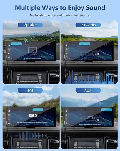 شاشة Carpuride Carplay للسيارة مع كاميرا داش 4K وكاميرا احتياطية 1080P 11.26 بوصة شاشة محمولة تعمل باللمس Carplay وAndroid Auto، تسجيل حلقة، التحكم الصوتي، ملاحة GPS، وصلة مرآة in Kuwait