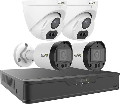 Revo Hybrid 8CH 4K Security System, 2TB Video Surveillance Grade HDD, 4X 4K Indoor/Outdoor IR Cameras with Built-in Microphone, Remote Viewing via Smartphone, PC and MAC (no Monthly fees) in Saudi Arabia