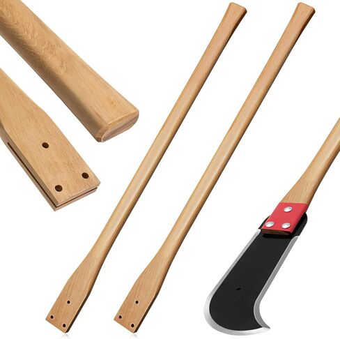 Leinuosen 2 Pcs Ditch Bank Blade Handles 3 Hole Hickory Wood Axe Handle Replacement with Straight Grip for Most 3 Hole Shrubbing Tool Brush Axe, 38 Inch in Saudi Arabia