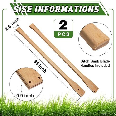 Leinuosen 2 Pcs Ditch Bank Blade Handles 3 Hole Hickory Wood Axe Handle Replacement with Straight Grip for Most 3 Hole Shrubbing Tool Brush Axe, 38 Inch in Saudi Arabia