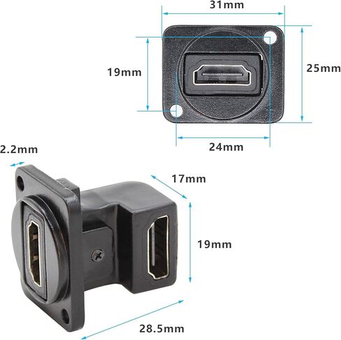 موصل مثبت على اللوحة من سلسلة HDMI D بزاوية قائمة، محول مقبس HDMI أنثى إلى أنثى مع براغي in Saudi Arabia