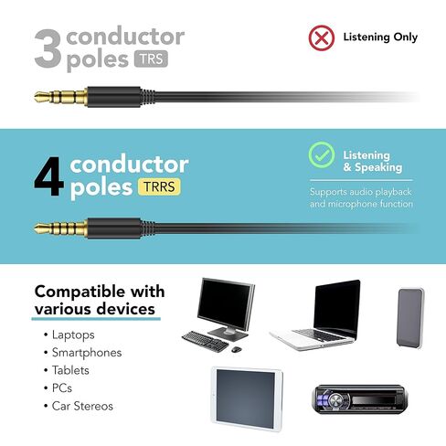 Foto&Tech 3.5mm TRRS Audio Recording 1m Extension Cable, Male to Female Microphone Adapter Cord, Great for Vlog Video Call Voice Chat, Lapel External Mic Connector to Tablet Smartphone Android in Saudi Arabia