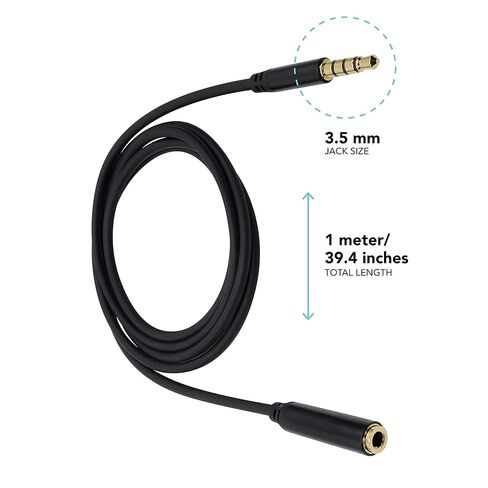 Foto&Tech 3.5mm TRRS Audio Recording 1m Extension Cable, Male to Female Microphone Adapter Cord, Great for Vlog Video Call Voice Chat, Lapel External Mic Connector to Tablet Smartphone Android in Saudi Arabia