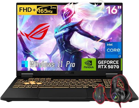 ASUS TUF F16 Gaming Laptop, Intel Core i7-14650HX(16 Core), NVIDIA GeForce RTX 5070 GDDR7, 16" FHD+ 165Hz Display, 32 GB DDR5, 1 TB SSD, RGB Backlit Keyboard, Windows 11 Pro, REDRAGON Accessories in Saudi Arabia