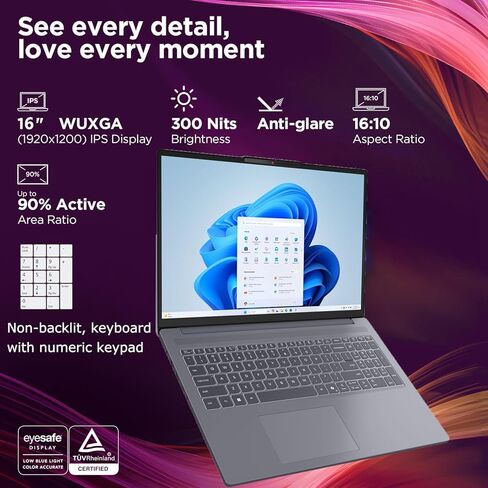 Lenovo 15" Laptop Computer, FHD+ IdeaPad Slim 3, Intel Octa-Core i5-13420H, 16GB DDR5 RAM, 512GB PCIe SSD, WiFi 6, BT 5.2, HDMI, Type-C, Copilot Key, Luna Grey, Windows 11 Home (Renewed) in Kuwait