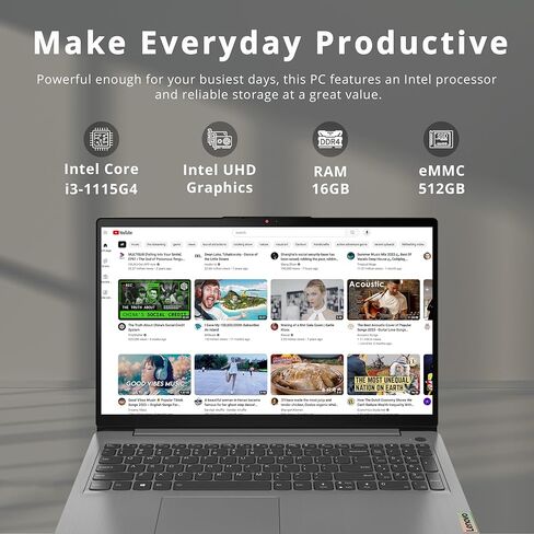 كمبيوتر محمول Lenovo Ideapad 3i مقاس 15.6 بوصة FHD يعمل باللمس، Intel Core i3-1115G4، ذاكرة الوصول العشوائي 16 جيجابايت، 512 جيجابايت PCIe SSD، Intel UHD Graphics، لوحة مفاتيح رقمية، كاميرا 720P HD، WiFi 6، Win11 Home، رمادي، بطاقة USB Hotface سعة 128 جيج in Kuwait