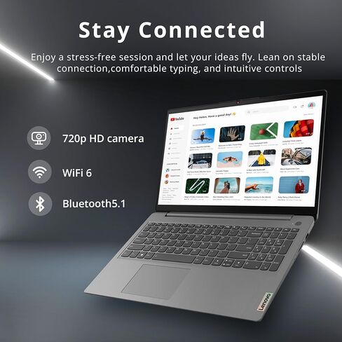 كمبيوتر محمول Lenovo Ideapad 3i مقاس 15.6 بوصة FHD يعمل باللمس، Intel Core i3-1115G4، ذاكرة الوصول العشوائي 16 جيجابايت، 512 جيجابايت PCIe SSD، Intel UHD Graphics، لوحة مفاتيح رقمية، كاميرا 720P HD، WiFi 6، Win11 Home، رمادي، بطاقة USB Hotface سعة 128 جيج in Kuwait