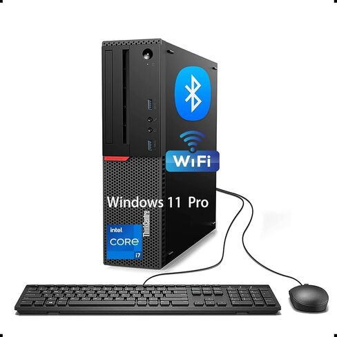 كمبيوتر سطح المكتب Lenovo ThinkCentre M900 SFF، Intel Core i7-6700، ذاكرة وصول عشوائي 8 جيجابايت، 256 جيجابايت SSD، لوحة مفاتيح وماوس، USB WiFi، USB Bluetooth، Windows 11 Professional (متجدد) in Kuwait