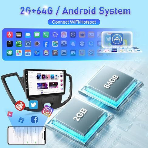 [2+64] Car Radio for Ford Transit 150 250 350 2015-2019, 9 inch Android Touchscreen Stereo with Carplay & Android Auto, GPS, WiFi, Bluetooth, SWC, Rear Camera, FM/RDS in Saudi Arabia