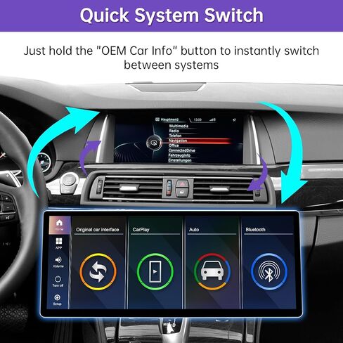 NINETOM 2026 Upgraded 12.3" Ultra-Narrow Touchscreen Wireless CarPlay Android Auto Receiver Compatible with BMW 5 Series F10/F11 (2012–2016), for NBT System in Saudi Arabia