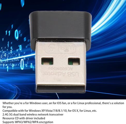 مستقبل USB عالمي، دونجل USB محمول Nano AC600 2.4G للكمبيوتر الشخصي، MU MIMO 600Mbps 2.4G 5G محول USB للماوس والتشغيل، لنظام Linux، z8roxacy1w in Kuwait
