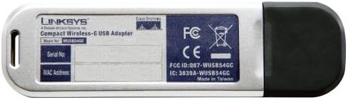 Linksys Compact Wireless-G USB محول WUSB54GC - محول الشبكة - USB عالي السرعة - 802.11b، 802.11g in Saudi Arabia