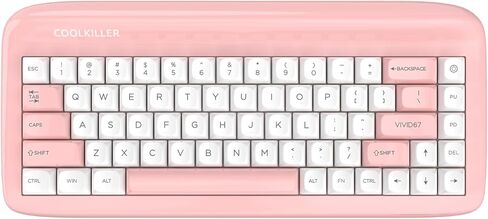 CoolKiller VIVID67 65% Hot Swappable Mechanical Keyboard, Aluminum Build, Gasket Mount, Pre-Lubed Switches, RGB Backlit, Wireless for PC/Mac (Special Cotton Candy) in Saudi Arabia