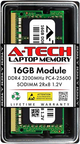 بديل ذاكرة الوصول العشوائي A-Tech سعة 16 جيجابايت لجهاز Dell SNPWTHG4C/16G، AA937596، AA960023، WTHG4، 0WTHG4 | كمبيوتر محمول DDR4 3200MHz PC4-25600 2Rx8 Non-ECC SODIMM ووحدة ذاكرة واحدة الكل في واحد in Kuwait
