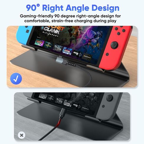 كابل USB C بطول 15 قدم زاوية يمنى، شحن سريع 3 أمبير طويل USB من النوع C 2.0 لنقل البيانات سلك 90 درجة مضفر للتبديل، سطح البخار، MacBook Pro/Air، الكمبيوتر اللوحي، iPhone 17/16/15، هاتف Andriod، كاميرا الأمان in Kuwait