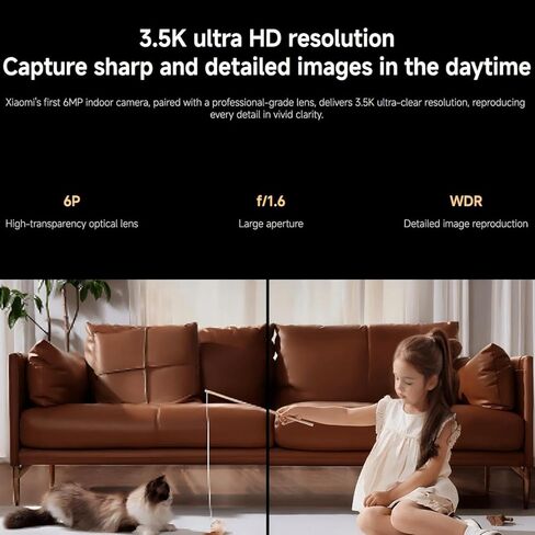 كاميرا XIAOMI الذكية C500، كاميرا أمان داخلية 3.5K/6MP مع درع عدسة مادي وواي فاي 6 ثنائي النطاق، تتبع AI للإنسان/الحيوانات الأليفة، رؤية ليلية كاملة الألوان، متوافقة مع Alexa/Google، HyperOS Connect in Kuwait
