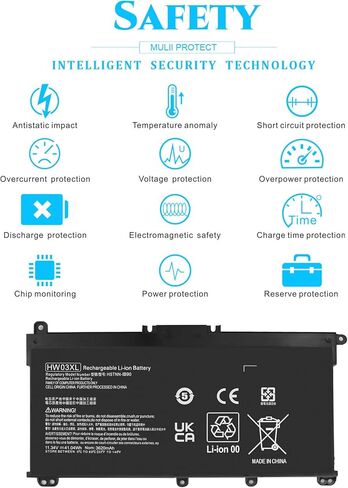 41.04Wh HW03XL L97300-005 استبدال البطارية لـ HP Pavilion 15 15-EG 15-EH 17-CN 17-CP 15-eg0000 15-EG0073CL 15-EG0053CL 15t-eg100 15-eh1xxx 17-CN0XXX 17-CN0023DX 17-cp0700dx HW03041xl-pl لاب توب. in Kuwait