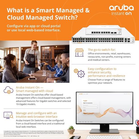 Aruba Instant On 1830 48-Port Gb Smart Switch - 48x 1G | 4X سفب | سلك الولايات المتحدة (JL814A#ABA) (متجدد) in Kuwait