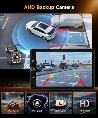 MAHVEC 10.4 بوصة ستيريو سيارة أحادي الدين مع CarPlay Android Auto، راديو HD يعمل باللمس مع بلوتوث، USB، وصلة مرآة، SWC، تشغيل السيارة، راديو FM/RDS، كاميرا احتياطية in Kuwait