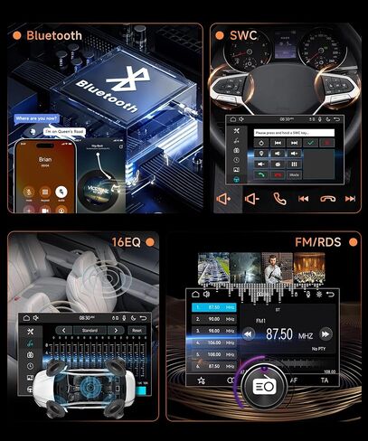 MAHVEC 10.4 بوصة ستيريو سيارة أحادي الدين مع CarPlay Android Auto، راديو HD يعمل باللمس مع بلوتوث، USB، وصلة مرآة، SWC، تشغيل السيارة، راديو FM/RDS، كاميرا احتياطية in Kuwait