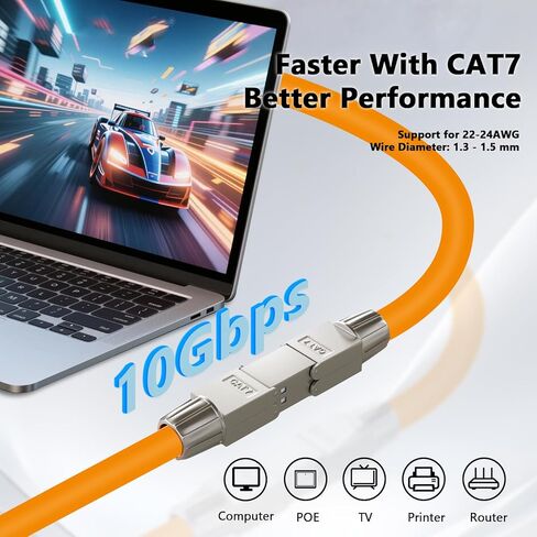 2 Packs Cat7/Cat6A Tool-Free Ethernet Coupler, RJ45 Coupler Shielded up to 23AWG Ethernet Cable Extender Ethernet Coupler Female to Female in Saudi Arabia