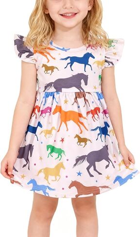 Toddler Girl Casual Dress Baseball Print Ruffle Bottom Casual Dress Summer Clothes 2-8Y in Kuwait