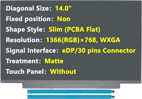 استبدال شاشة جديدة لـ HKC MB140AN01-5 MB140AN01-1 MB140AN01-2 MB140AN01-6، 14 بوصة، موصل eDP/30 دبابيس، HD 1366(RGB)×768، غير لامع، لا تعمل باللمس، شاشة LCD LED in Kuwait
