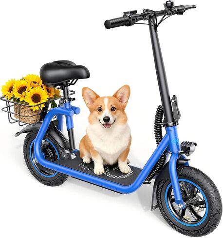 C1 Electric Scooter with Seat for Adults, 450W Powerful Motor, 20 Mile Long Range, 16 Mph Foldable Commuter E-Scooter with Basket for Daily Commute, Grocery, or Pet Travel – Classic Black in Saudi Arabia
