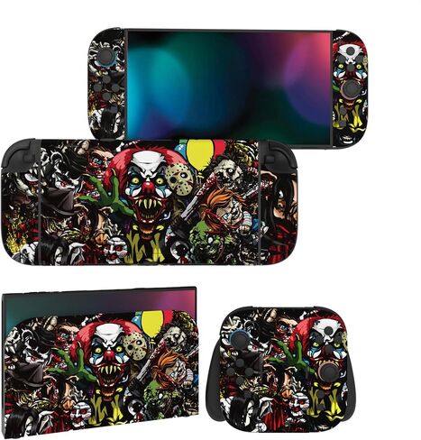 PlayVital for Nintendo Switch 2 Skin Full Set (2-Pack) - Protective Vinyl Decal Stickers for Switch 2 Console, Joycons, Handle Grips & Dock | No Residue, Anti-Scratch - Clown Hahaha in Saudi Arabia