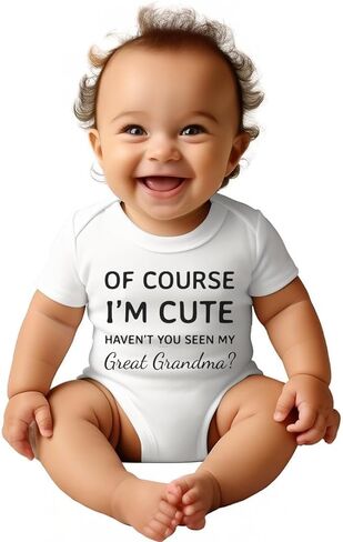 Of Course I'm Cute Haven't You Seen My Great Grandma Baby Onesie - Funny Infant One-piece Baby Bodysuits - White Baby Onesie 3-6 Months in Saudi Arabia