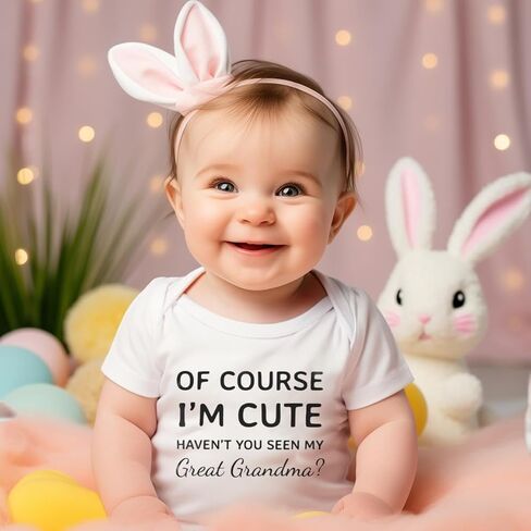 Of Course I'm Cute Haven't You Seen My Great Grandma Baby Onesie - Funny Infant One-piece Baby Bodysuits - White Baby Onesie 3-6 Months in Saudi Arabia