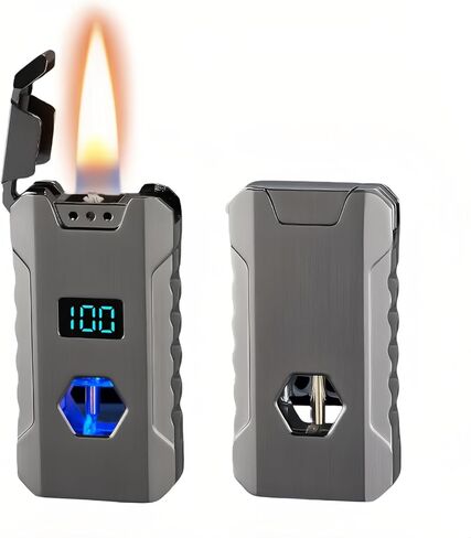 ولاعة لهب ناعمة من الكيروسين الذكية، مع أربع طرق إشعال (الصوت/الجاذبية/تدفق الهواء/الصنبور)، ومستوى البطارية وعرض عدد الإشعال، ولاعات USB-C قابلة لإعادة الشحن وقابلة لإعادة التعبئة (الوقود غير متضمن) in Kuwait