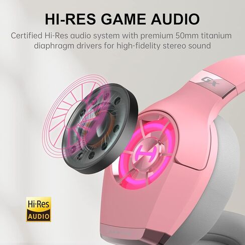 Edifier Hecate GX Hi-Res Gaming Headset for PS4/ PS5/ PC/Switch/Xbox Gamepad - USB/Type-C/3.5mm Wired Gaming Headphones with Microphone RGB Lighting - ENC Noise Cancelling - 50mm Driver (Pink) in Saudi Arabia