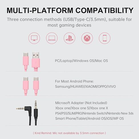 Edifier Hecate GX Hi-Res Gaming Headset for PS4/ PS5/ PC/Switch/Xbox Gamepad - USB/Type-C/3.5mm Wired Gaming Headphones with Microphone RGB Lighting - ENC Noise Cancelling - 50mm Driver (Pink) in Saudi Arabia