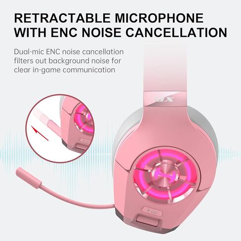 Edifier Hecate GX Hi-Res Gaming Headset for PS4/ PS5/ PC/Switch/Xbox Gamepad - USB/Type-C/3.5mm Wired Gaming Headphones with Microphone RGB Lighting - ENC Noise Cancelling - 50mm Driver (Pink) in Saudi Arabia