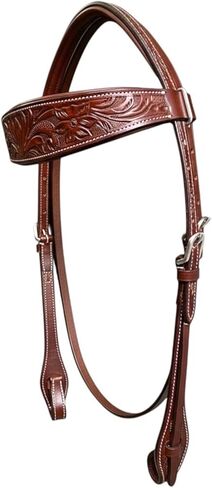 Majestic Ally Horse Headstall, Natural, Super Leather, Antique, Tooling, Quick Bit Change Padded Western Browband Headstall in Saudi Arabia