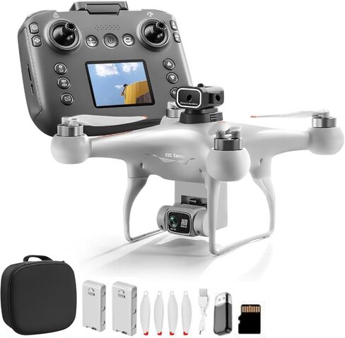 طائرة بدون طيار RC Hobby مع شاشة تحكم عن بعد، كاميرا مزدوجة 1080 بكسل، تعديل السرعة، تثبيت الارتفاع، إقلاع بمفتاح واحد، تقلبات ثلاثية الأبعاد، بطاريتان، تحوم، محرك بدون فرش، تحكم في التطبيق، طائرة مروحية، مصابيح LED، للمبتدئين البالغين طائرة رباعية المراو in Kuwait