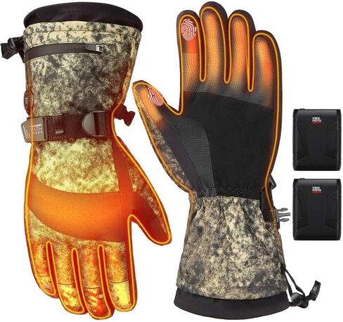 KEMIMOTO Heated Hunting Gloves Camo, Flip Magnetic Winter Heated Gloves for Men Women, Camouflage Thermal Electric Hunter Gear with 2 Rechargeable Battery Packs, 3 Heat Settings Max 140°F Warm in Saudi Arabia