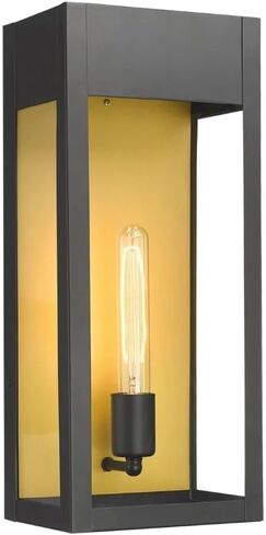 LEDMyplace Outdoor Sconce Light - 60W Dimmable Black Outdoor Wall Sconce with Clear Glass Panels - E26 Socket, 680 Lumens, High CRI, IP65, ETL Listed, Modern Exterior Light Fixture (18" H x 7.5" W) in Saudi Arabia